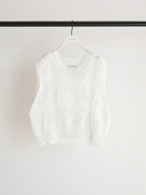 カットJQフリンジニットベスト / 9261-091GS