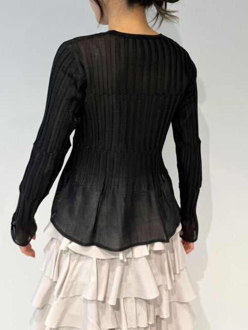 【 予約:4月下旬 】シアーランダムリブカーデ /M262-98086