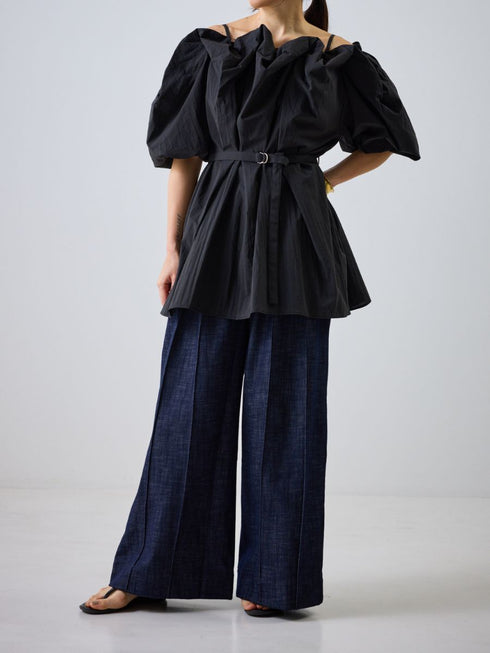 【 予約:4月下旬 】リネンデニムワイドPT /M262-33076