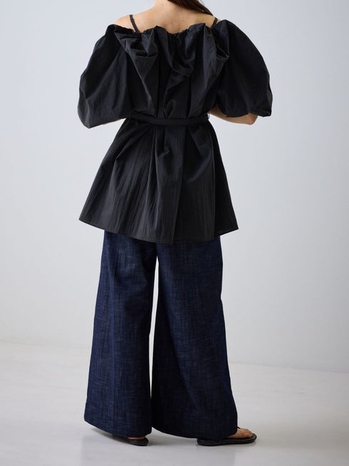 【 予約:4月下旬 】リネンデニムワイドPT /M262-33076