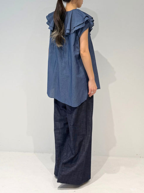 【 予約:4月下旬 】リネンデニムワイドPT /M262-33076