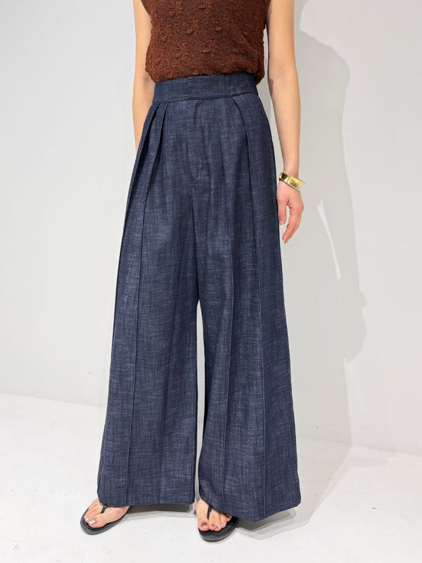 【 予約:4月下旬 】リネンデニムワイドPT /M262-33076