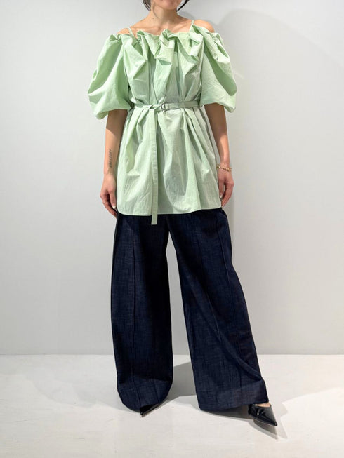 【 予約:4月下旬 】リネンデニムワイドPT /M262-33076