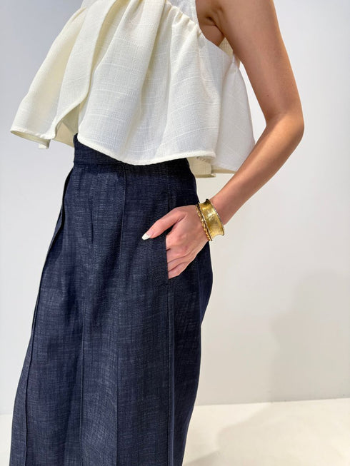 【 予約:4月下旬 】リネンデニムワイドPT /M262-33076