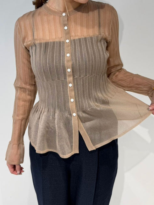 【 予約:4月下旬 】シアーランダムリブカーデ /M262-98086