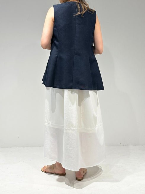 【 予約:4月下旬 】Uネックリネンツイードジレ /M262-48062