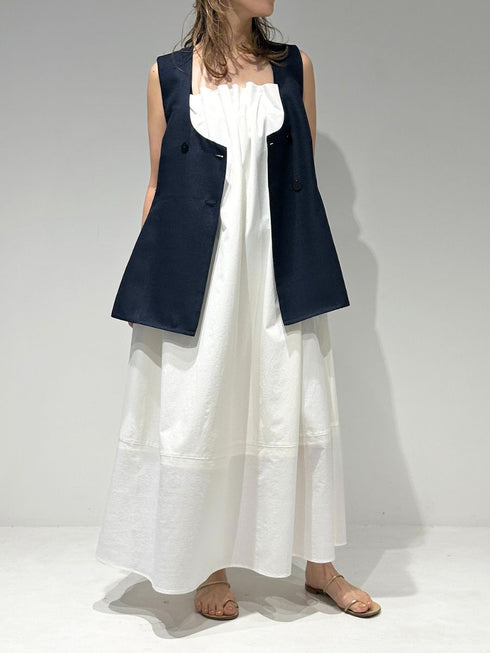 【 予約:4月下旬 】Uネックリネンツイードジレ /M262-48062