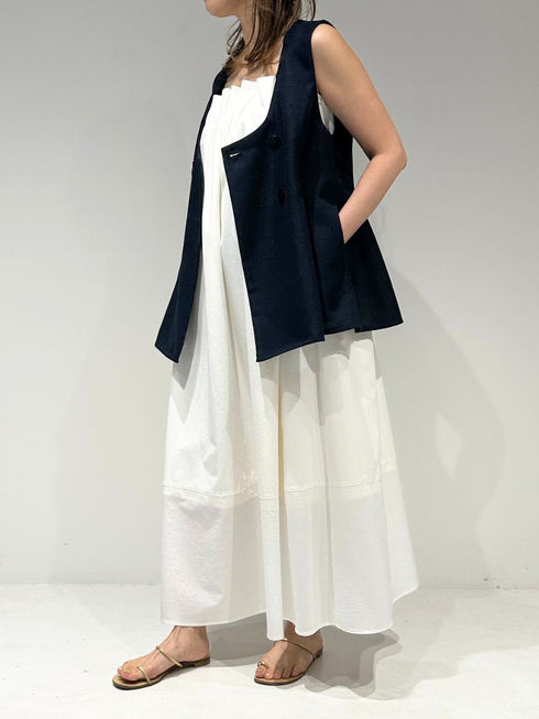 【 予約:4月下旬 】Uネックリネンツイードジレ /M262-48062