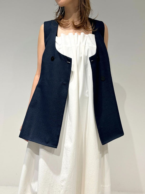 【 予約:4月下旬 】Uネックリネンツイードジレ /M262-48062