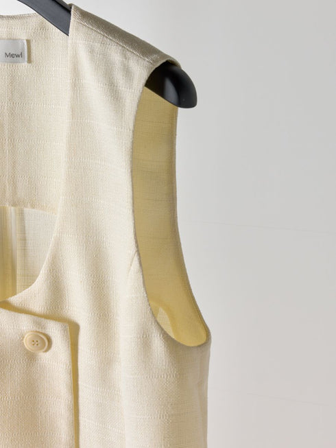 【 予約:4月下旬 】Uネックリネンツイードジレ /M262-48062