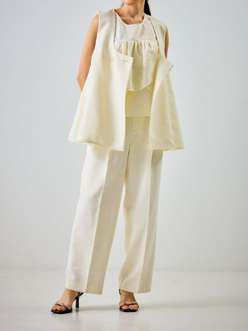 【 予約:4月下旬 】Uネックリネンツイードジレ /M262-48062