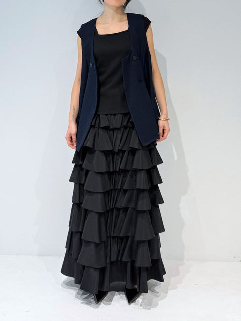 【 予約:4月下旬 】Uネックリネンツイードジレ /M262-48062