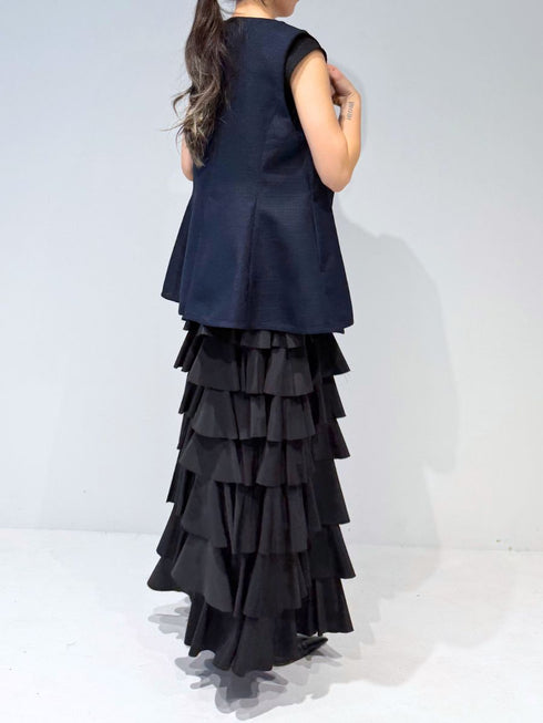 【 予約:4月下旬 】Uネックリネンツイードジレ /M262-48062