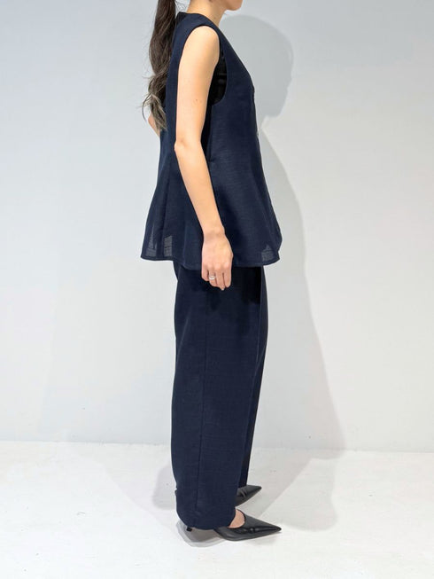 【 予約:4月下旬 】Uネックリネンツイードジレ /M262-48062