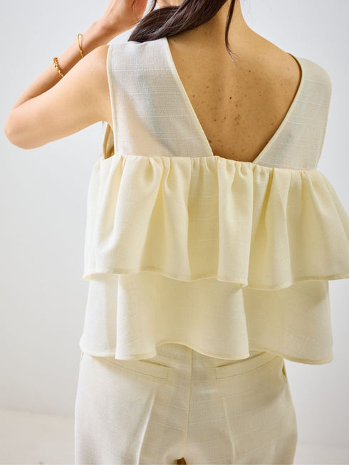 【 予約:4月下旬 】リネンツイードフリルBL /M262-18063