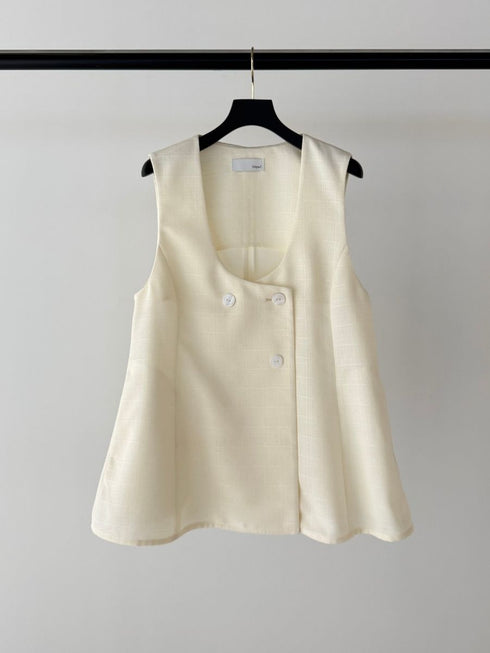 【 予約:4月下旬 】Uネックリネンツイードジレ /M262-48062