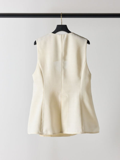 【 予約:4月下旬 】Uネックリネンツイードジレ /M262-48062