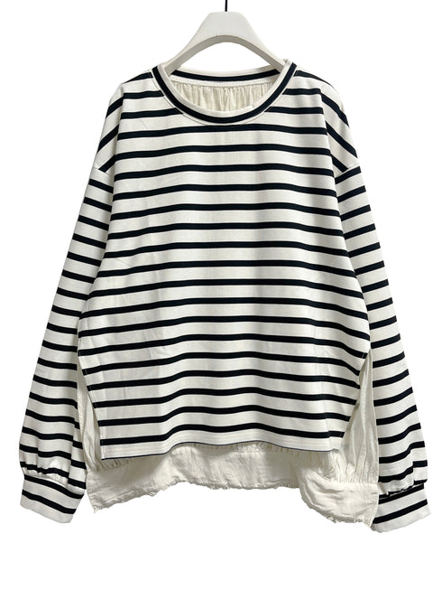 ボーダー布帛ドッキングPO /8956-430KK