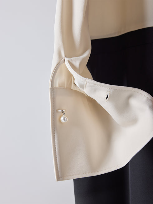 【 予約:11月下~12/上旬 】パールロングシャツOP /5436-488BKK