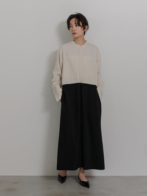 【 予約:11月下~12/上旬 】パールロングシャツOP /5436-488BKK