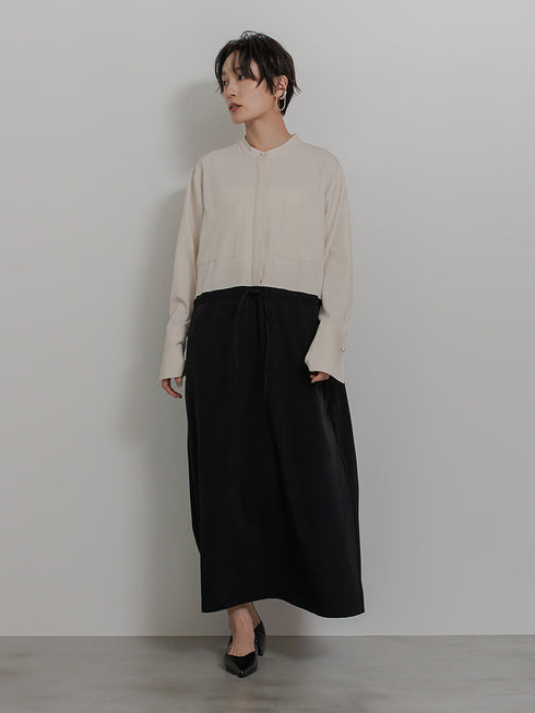 【 予約:11月下~12/上旬 】パールロングシャツOP /5436-488BKK