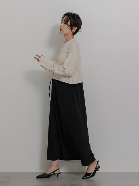 【 予約:11月下~12/上旬 】パールロングシャツOP /5436-488BKK