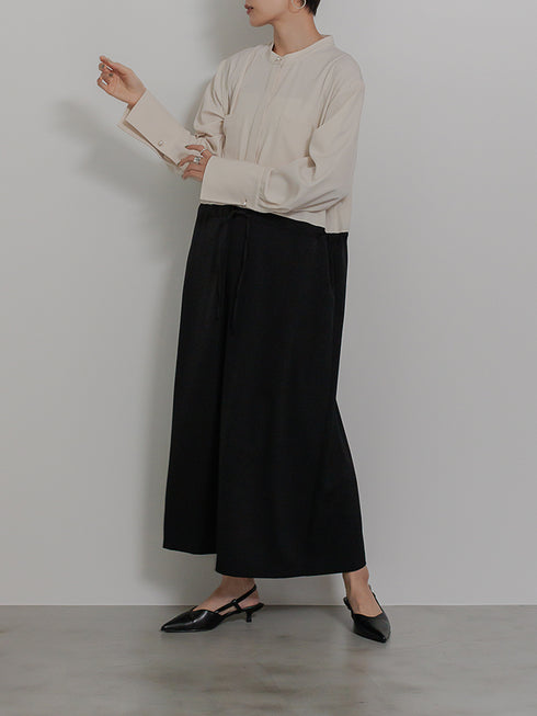 【 予約:11月下~12/上旬 】パールロングシャツOP /5436-488BKK