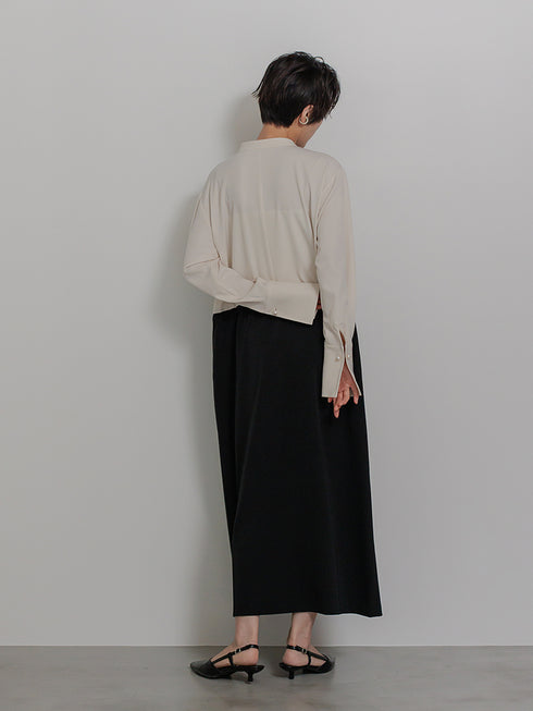 【 予約:11月下~12/上旬 】パールロングシャツOP /5436-488BKK