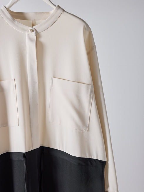 【 予約:11月下~12/上旬 】パールロングシャツOP /5436-488BKK