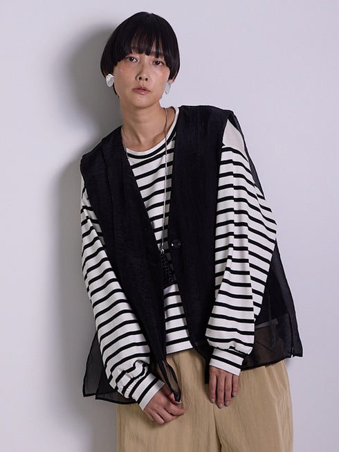 ボーダー布帛ドッキングPO /8956-430KK