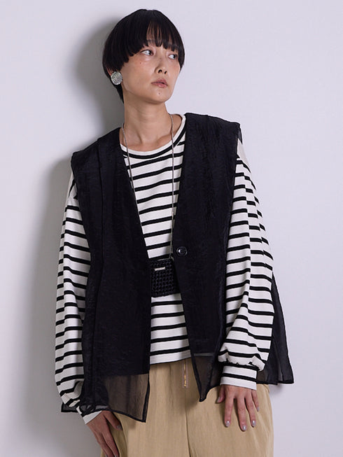 ボーダー布帛ドッキングPO /8956-430KK