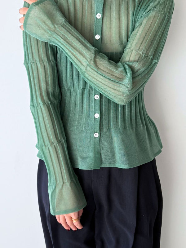 【 予約:4月下旬 】シアーランダムリブカーデ /M262-98086