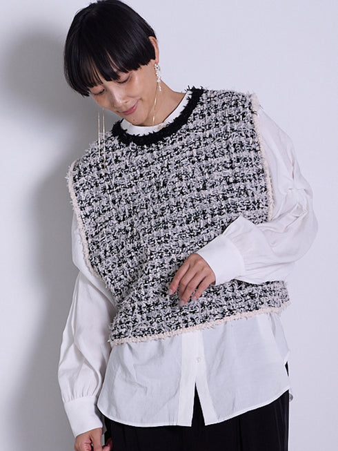 ツイードライクニットベスト /9556-480JR