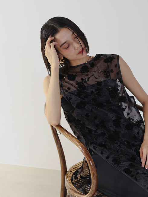 フロッキーオーガンジーシアーワンピース /5246-515NH