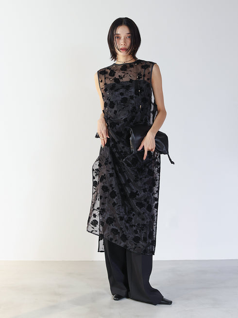 フロッキーオーガンジーシアーワンピース /5246-515NH