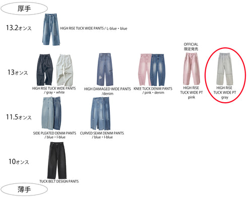 HIGH RISE TUCK WIDE PANTS【 40size 】 / L-GRAY /Y252-31067