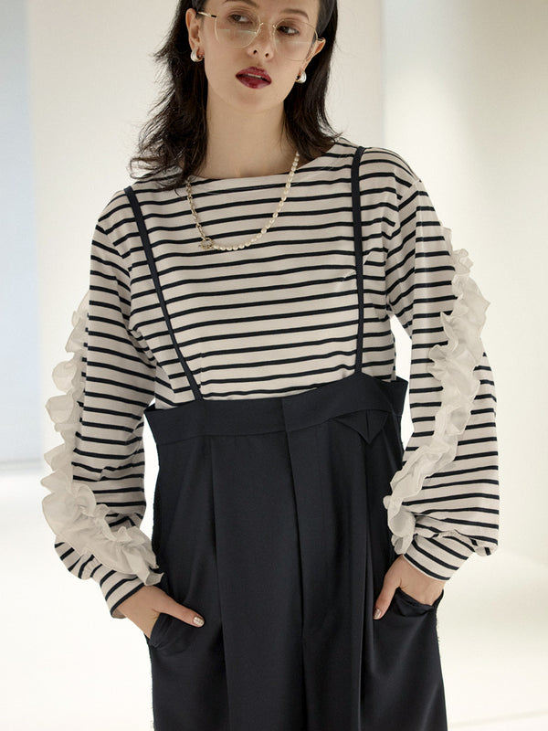 ボーダーフリルスリーブTOPS /M254-83047