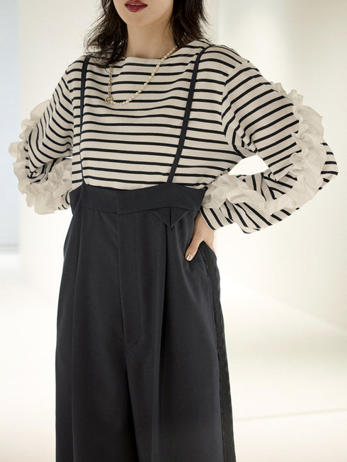 ボーダーフリルスリーブTOPS /M254-83047