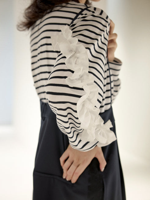 ボーダーフリルスリーブTOPS /M254-83047