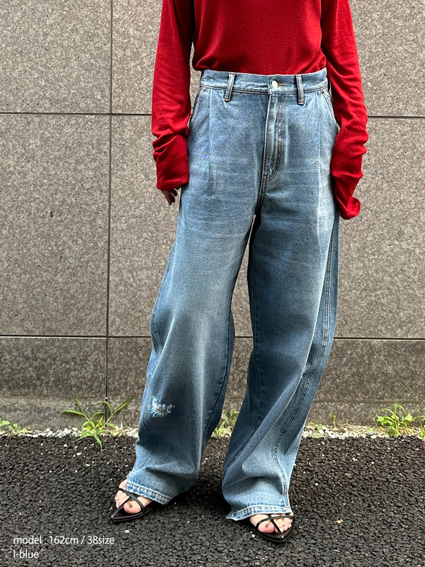 CURVED SEAM DENIM PT / Y234-31041-6