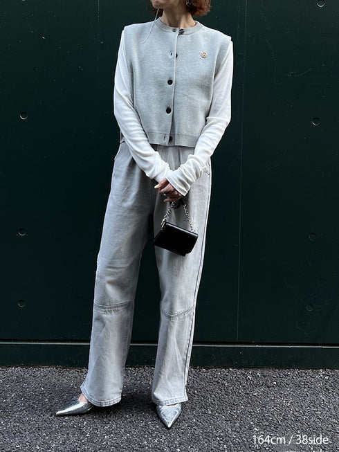 HIGH RISE TUCK WIDE PANTS【 40size 】 / L-GRAY /Y252-31067