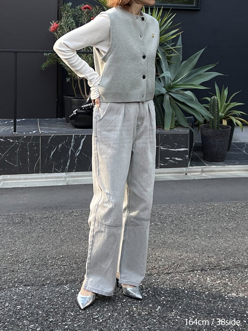 HIGH RISE TUCK WIDE PANTS【 40size 】 / L-GRAY /Y252-31067