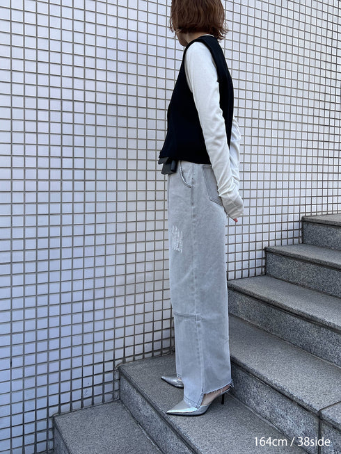 HIGH RISE TUCK WIDE PANTS【 40size 】 / L-GRAY /Y252-31067
