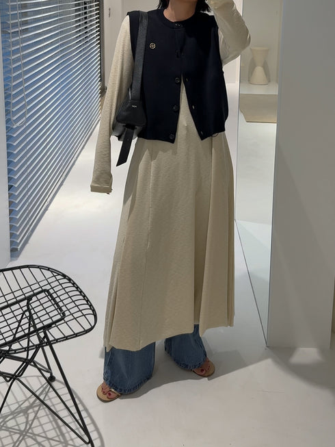 SLUB FLARE DRESS/Y254-51135