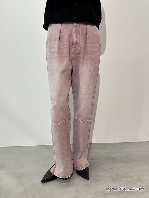 HIGH RISE TUCK WIDE PANTS / PINK /Y252-31064-4
