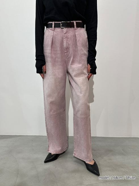 HIGH RISE TUCK WIDE PANTS / PINK /Y252-31064-4