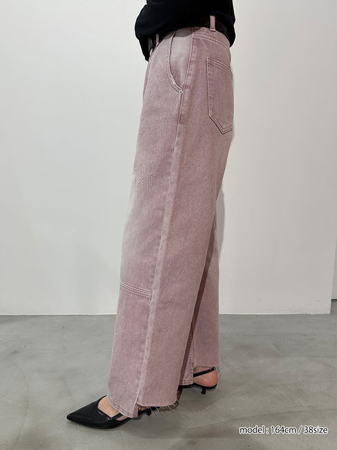 HIGH RISE TUCK WIDE PANTS / PINK /Y252-31064-4