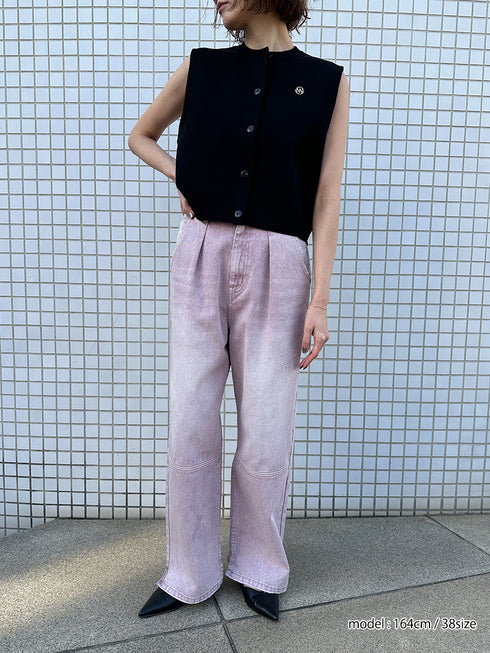 【 予約:4月上旬】HIGH RISE TUCK WIDE PANTS / PINK /Y252-31064-4