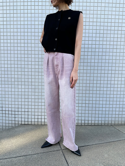 【 予約:4月上旬】HIGH RISE TUCK WIDE PANTS / PINK /Y252-31064-4