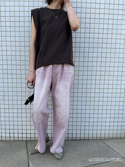 HIGH RISE TUCK WIDE PANTS / PINK /Y252-31064-4